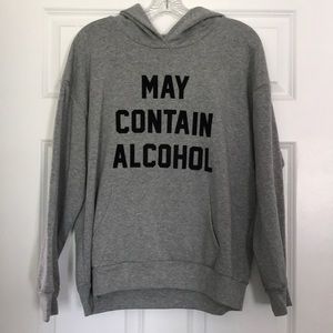 May Contain Alcohol Gray Hoodie Sweatshirt NWT